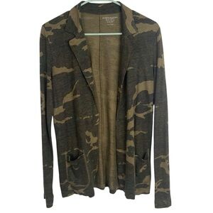 Majestic Filatures Deluxe Teeshirt Camouflage Open Front Blazer Cardigan Size S